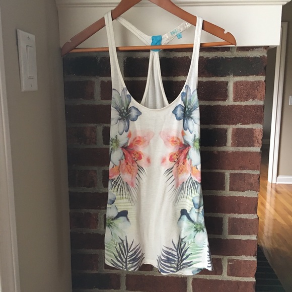 From Belgium Bershka Hawaiian Floral Tank Top Sz S - Picture 1 of 7